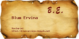 Blum Ervina névjegykártya